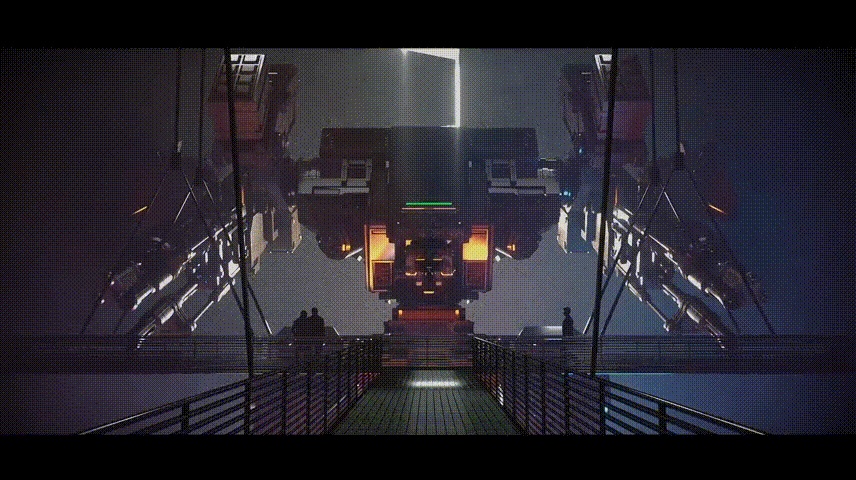 梵映学员陈嘉欣影视后期作品-科幻巨型机甲基地夜景特效合成
